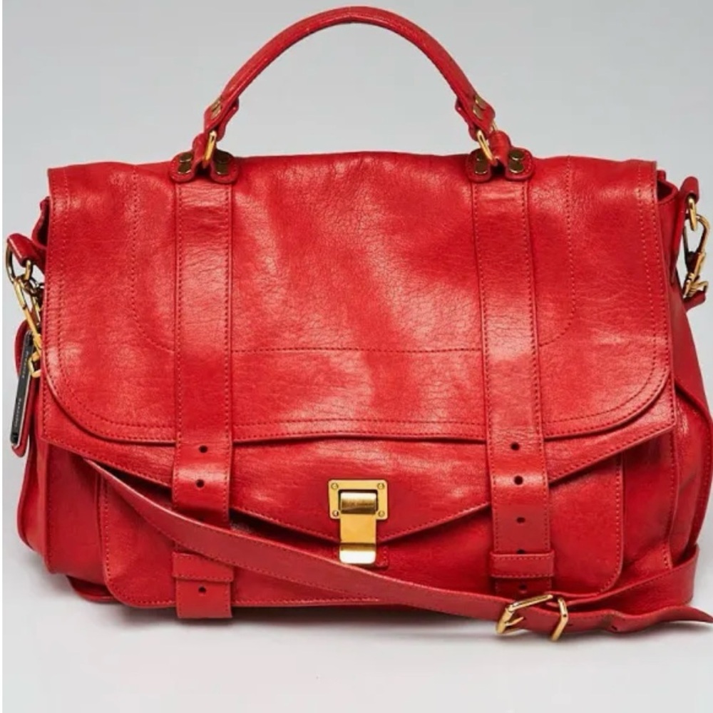 Proenza Schouler Red Leather Large PS1 Satchel Bag